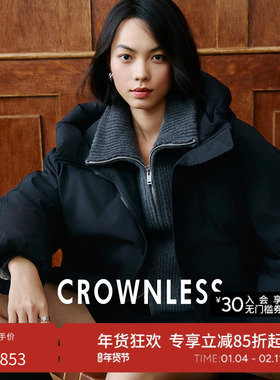 CROWNLESS未冕INS博主风高密雾光面料白鹅绒泡芙感廓形连帽羽绒服