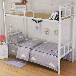 新纯棉被套单e件单人150200男女学生宿舍全棉学校蓝色格子被罩1