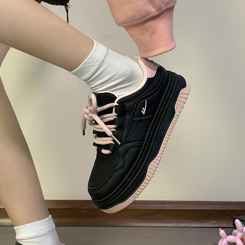回力百搭ins潮酷黑色厚底鞋子女