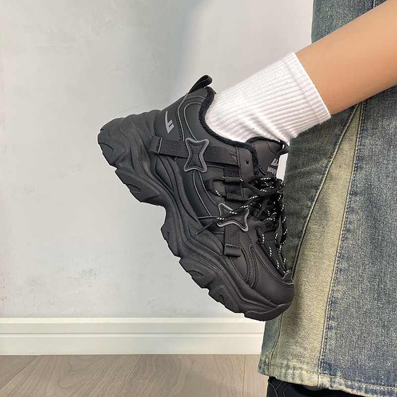 回力黑武士厚底老爹鞋女新款加绒