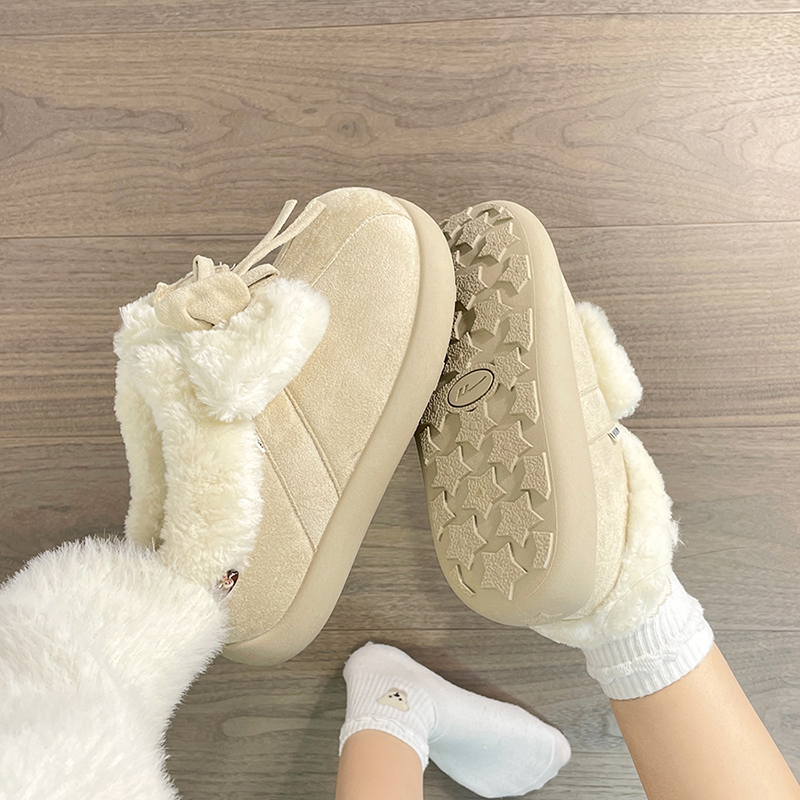 回力毛绒蝴蝶结雪地靴女2025冬季