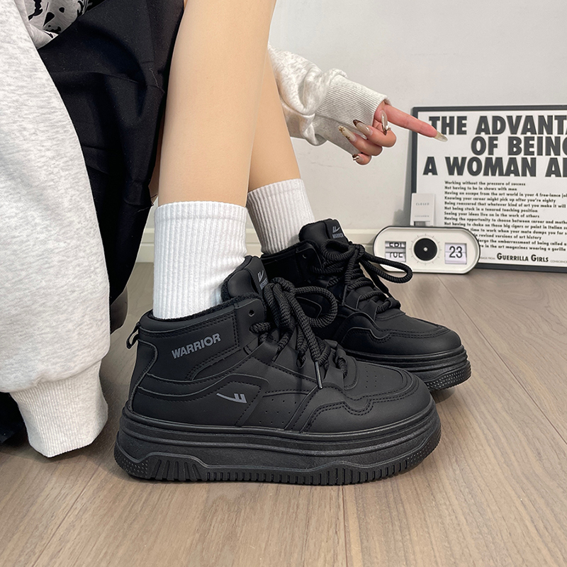 回力高帮小黑鞋女2025秋冬新款