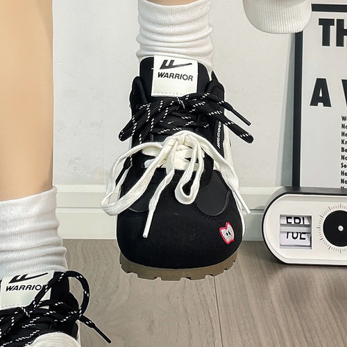 回力德训鞋女黑色系带软底百搭