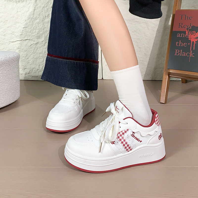 回力格子女鞋厚底小白鞋