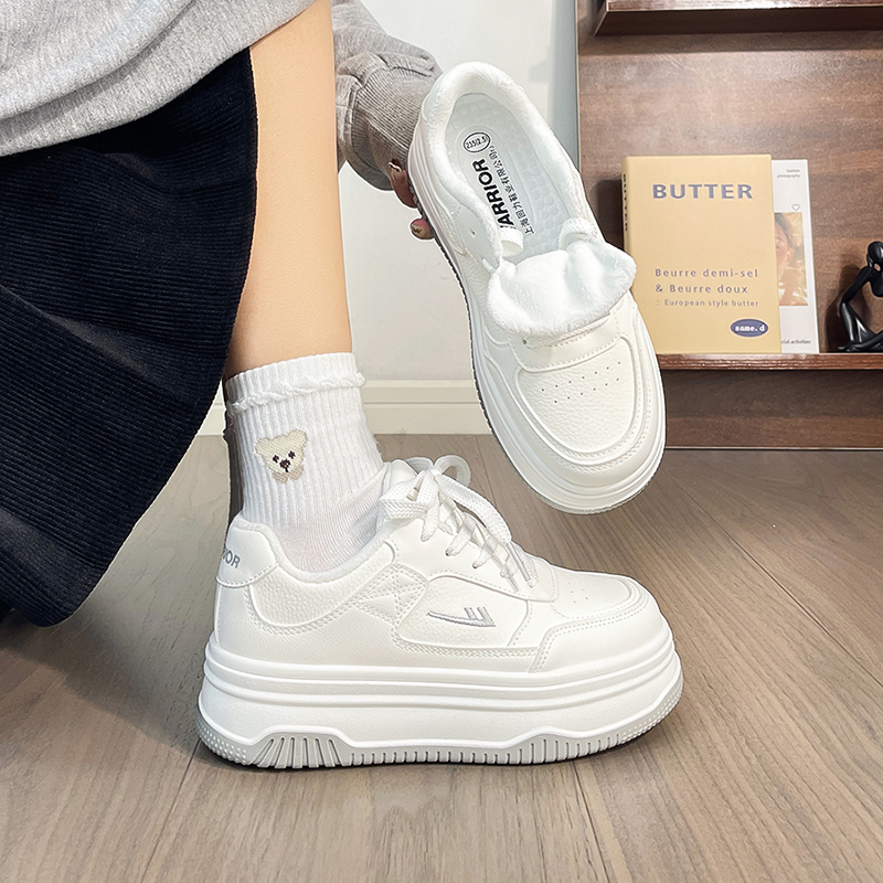 回力加绒厚底小白鞋冬季新款