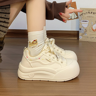 回力厚底可爱大头鞋女2026春季新款增高小白鞋休闲鞋百搭面包鞋女