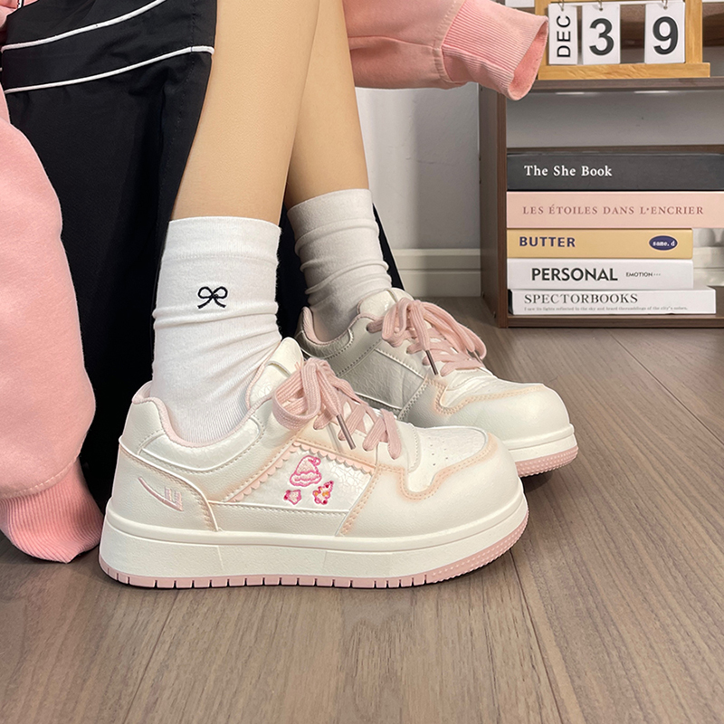 回力可爱粉色小白鞋女2025新款软底轻便圆头百搭小众板鞋休闲鞋子