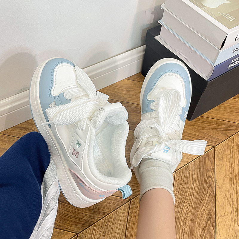 回力厚底加绒板鞋女2025冬季新款