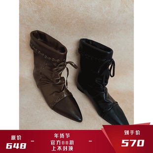 SEVENTEEN 双色复古英伦尖头切尔西靴