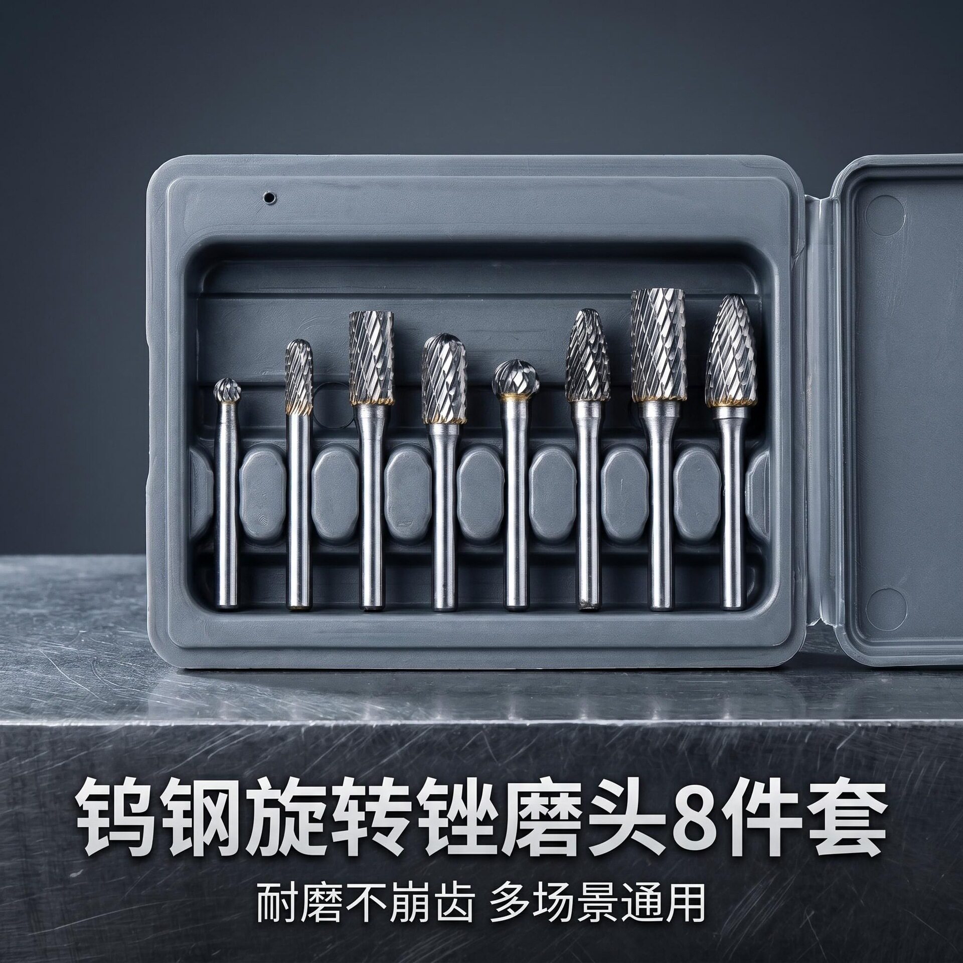 双槽硬质合金旋转锉钨钢磨头单双纹电动挫刀套装打磨机配件图片