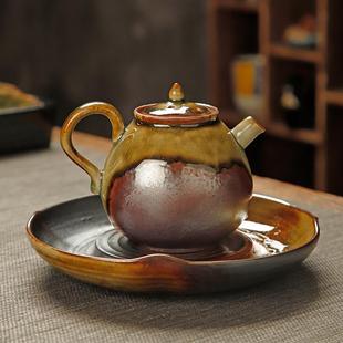 复古陶瓷窑变单壶带过滤小壶功夫茶具 仿古柴烧手工泡茶壶家用日式