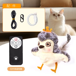 跨境貓咪仿真毛絨發(fā)聲玩具觸動逼真發(fā)聲逗貓解悶自嗨麻雀毛絨玩具