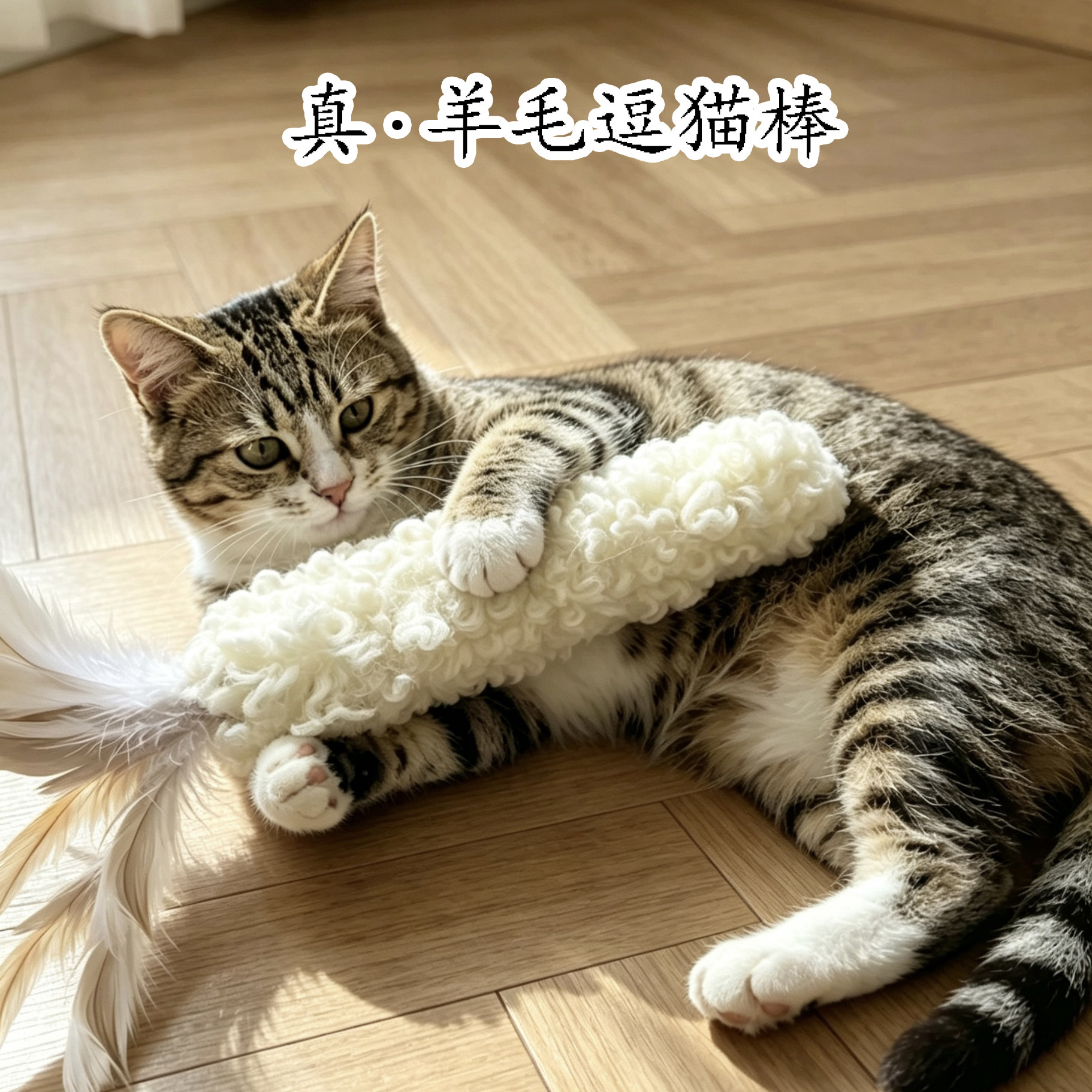 羊毛抱踹猫咪丰容玩具皮毛天然逗猫棒气味小猫丰荣自嗨解闷神器