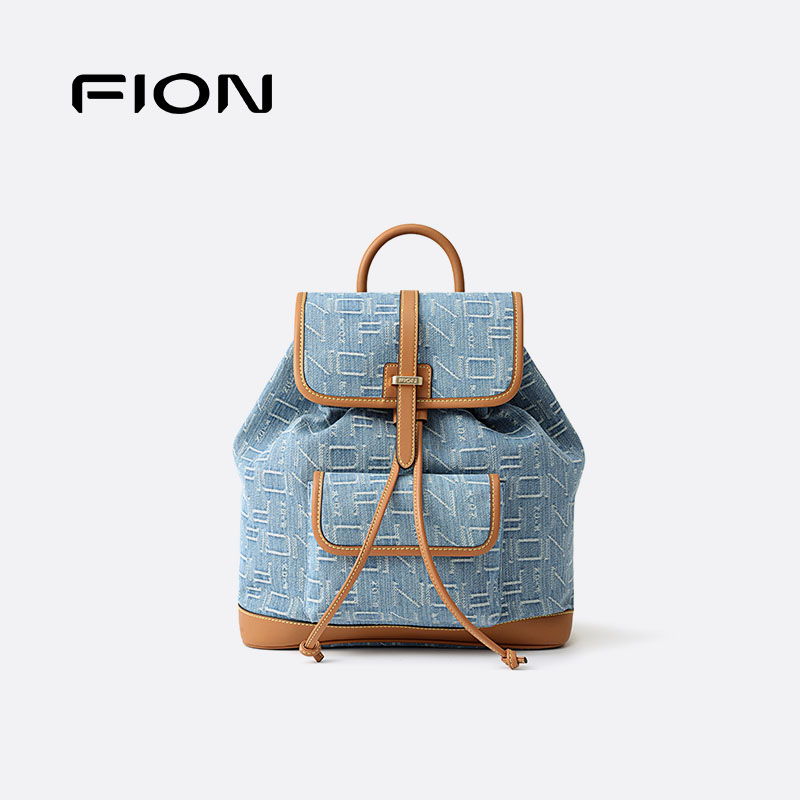 Fion/菲安妮女包2025新款牛仔双肩包大容量单肩背包休闲百搭包包