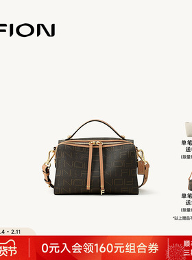 Fion/菲安妮女包老花小方包新款通勤手提单肩斜挎包高级感枕头包