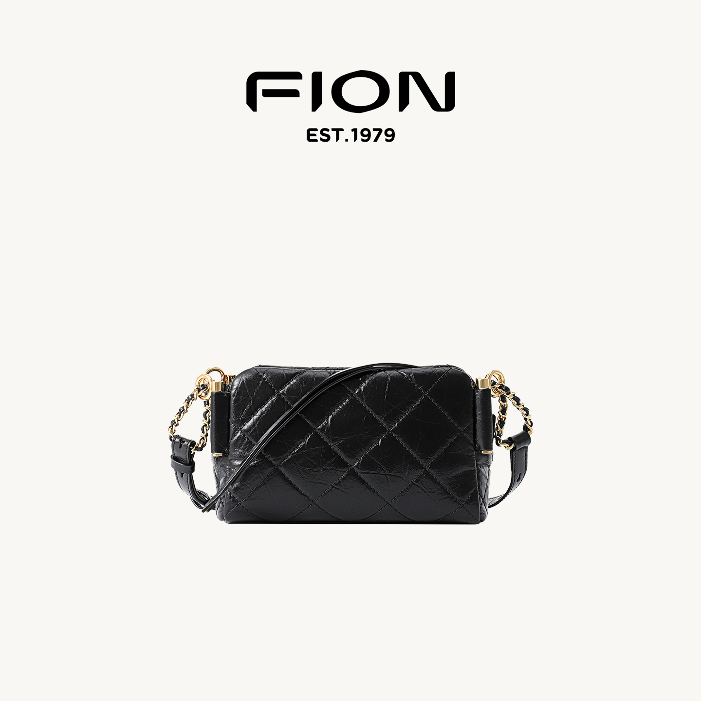 Fion/菲安妮真皮小方包头层牛皮高级感单肩女包包小众通勤斜挎包