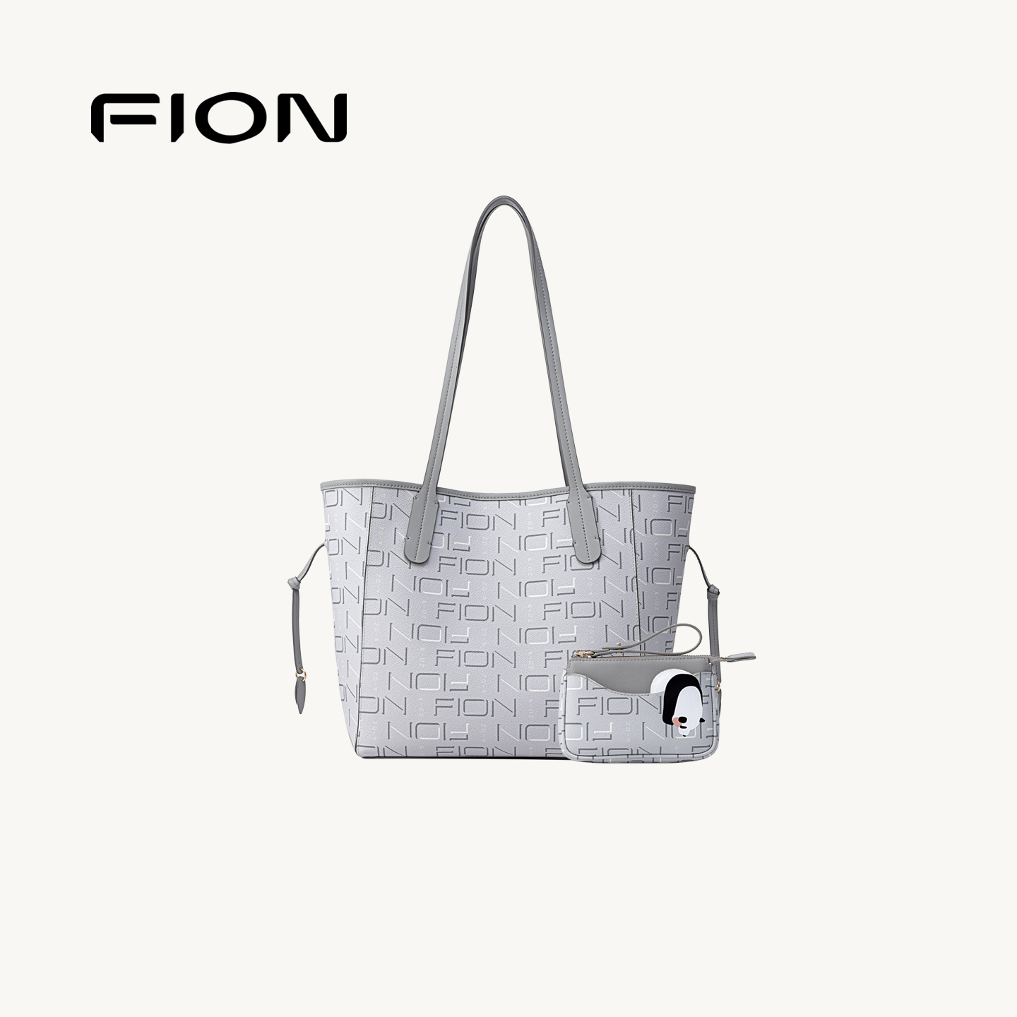 Fion/菲安妮老花托特包新款休闲大容量单肩腋下通勤女包包小黄人