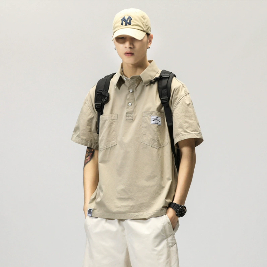 短袖polo衫男夏季工装衬衫