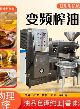 不锈钢籽变频榨油机全自动花生菜籽亚麻GKT红彤彤商用大型榨油机