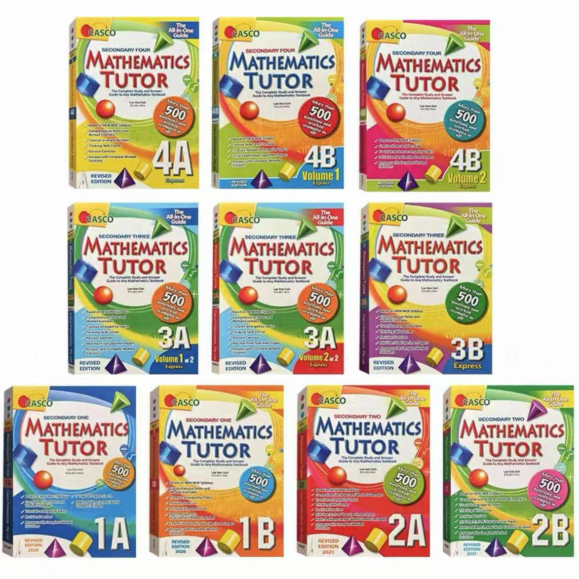 Casco Secondary Mathematics Tutor 新加坡数学 英文版 初中数学辅导基础提高 1AB2AB3AB4AB10册 快捷课程 英文教辅练习册