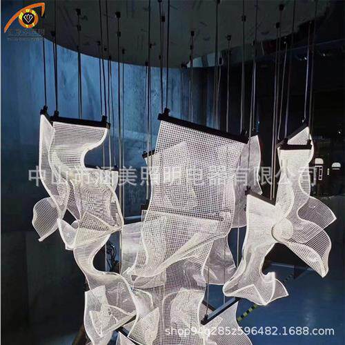 楼梯间餐厅几何亚克力吊灯后现代北欧瓦片亚克力吊灯非标工程灯具