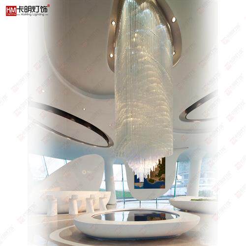 现货售楼大厅水晶吊灯酒店工程灯非标异形会所灯办公大厅梅花管灯