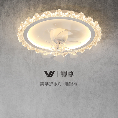 卧室吊扇灯2025新款摇头轻奢法式水晶儿童房卧室灯客厅主卧吸顶灯