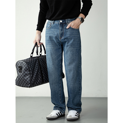 微宽松阔腿潮流复古直筒牛仔长裤