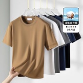 270G重磅丝光棉T恤男夏季 冰丝凉感宽松纯色半袖 2025新款 液氨短袖