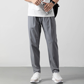 冰丝速干裤 高弹休闲透气抽绳运动抗皱直筒长裤 子男夏季 薄2025新款