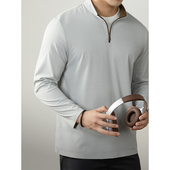 高尔夫运动半高领长袖 商务休闲高端拉链上衣 2025新款 POLO衫 男秋季