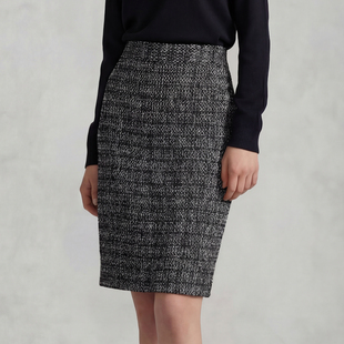 高腰修身 花纱黑小香风粗花呢半身裙2025年冬季 包臀一步裙 TOW VER