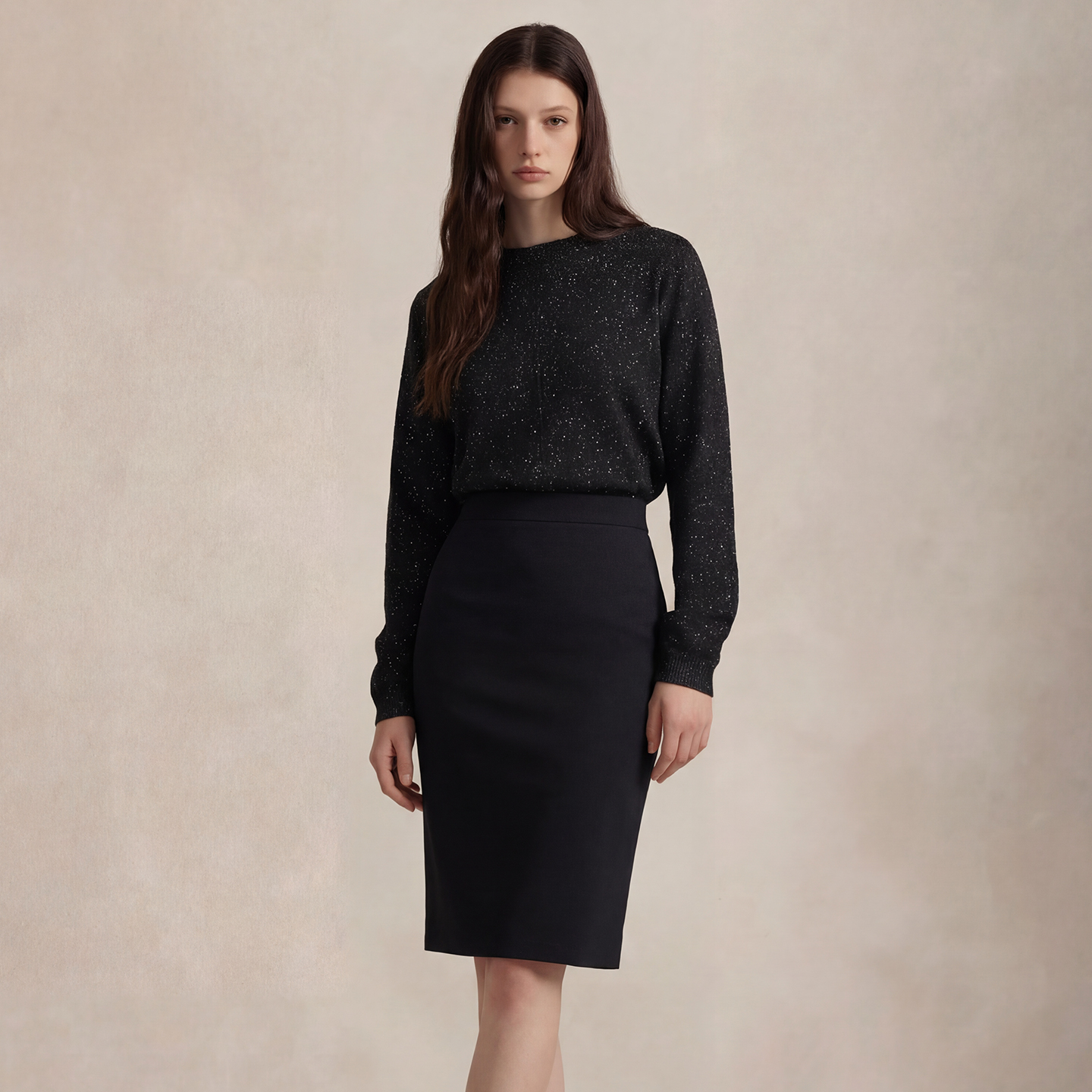 VERTOW黑色亮片羊绒针织衫