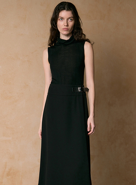 【断码清仓】VER TOW黑色通勤女一片式皮带扣半裙高级感气质显瘦