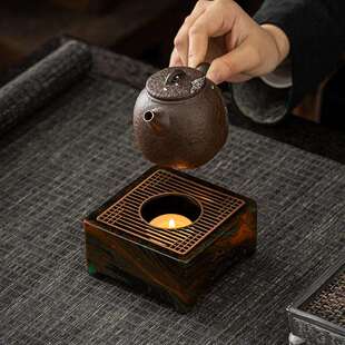 大漆砂岩酒精炉加热烤茶炉新中式家用煮茶器蜡烛温茶炉子茶道配件