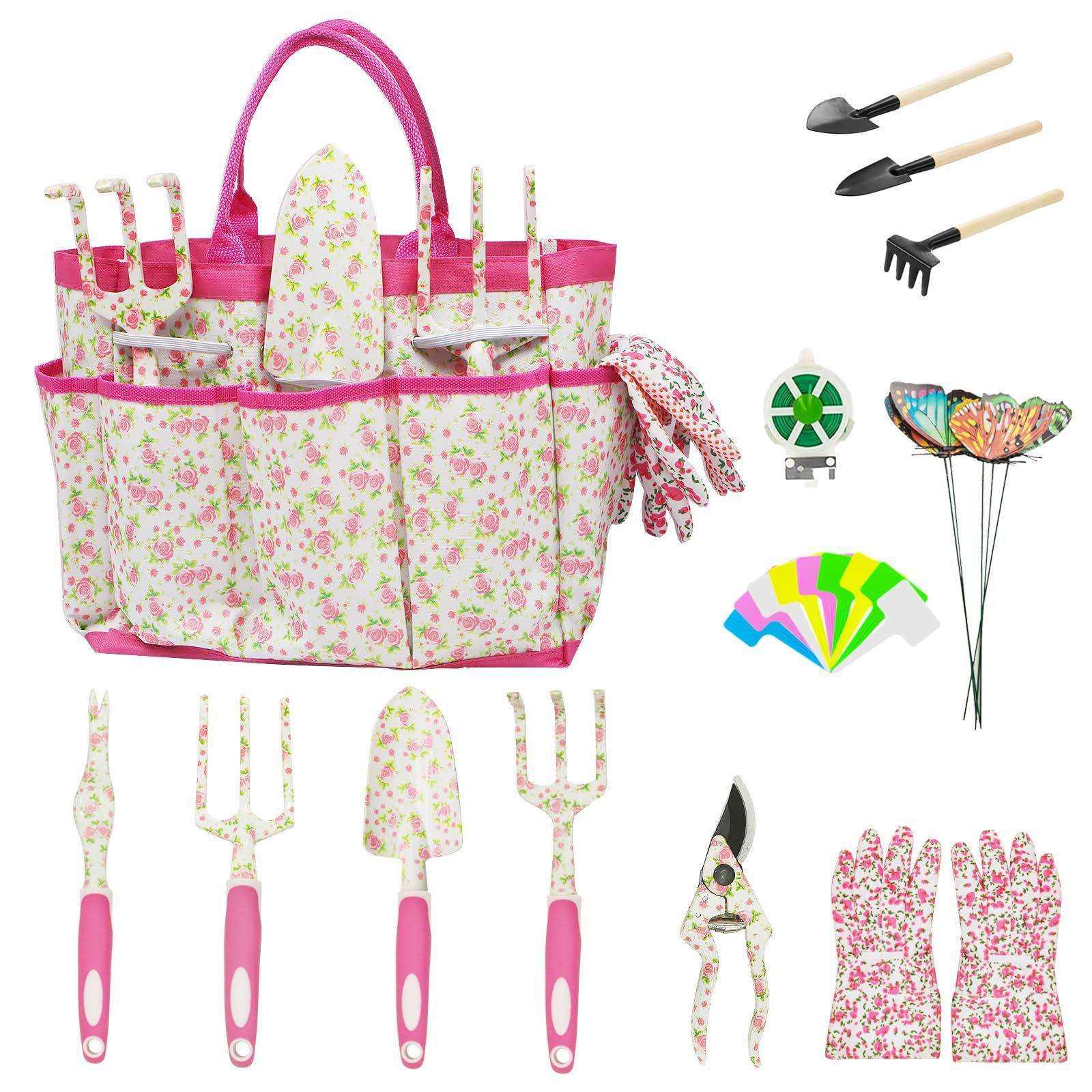 花园工具铝合金26 件女士花卉风格园艺工具带手套的园艺工具套装,3C数码配件,USB灯,淘宝优惠券,粉丝福利购,淘宝优惠卷