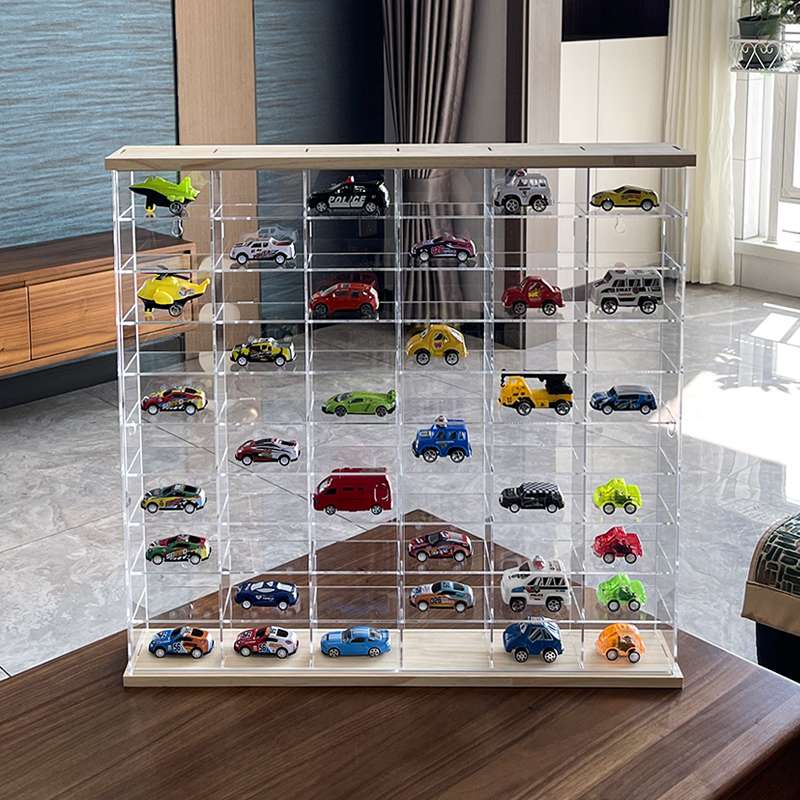 1:64 玩具车模展示架亚克力收纳架双开门格子陈列柜小汽车展示盒