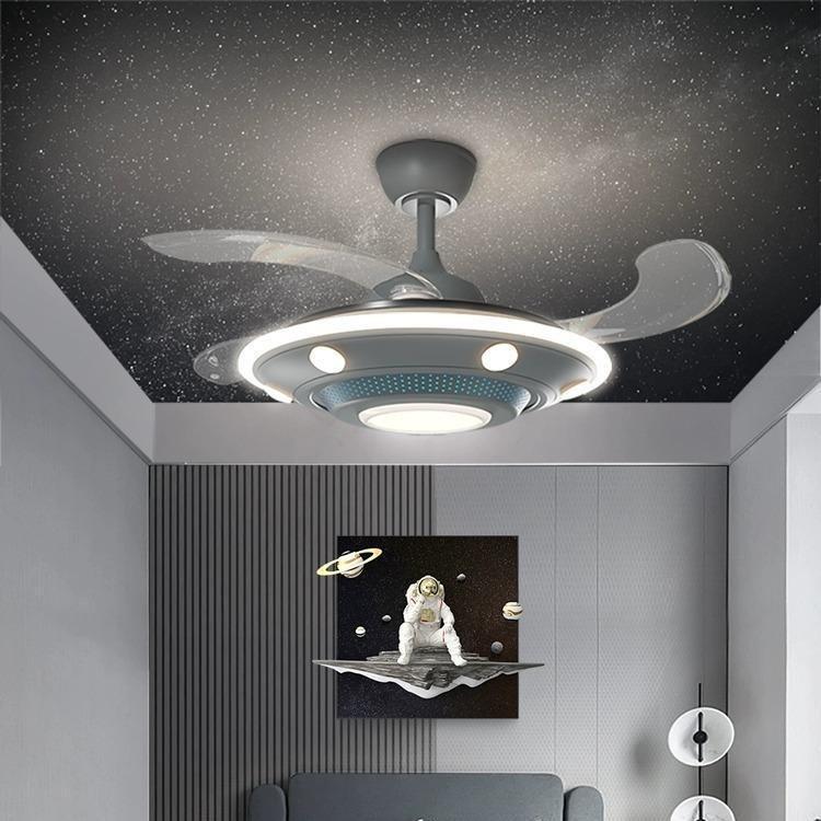 飞机风扇灯儿童房卧室灯男孩创意网红飞机模型电扇灯男童房间吊灯