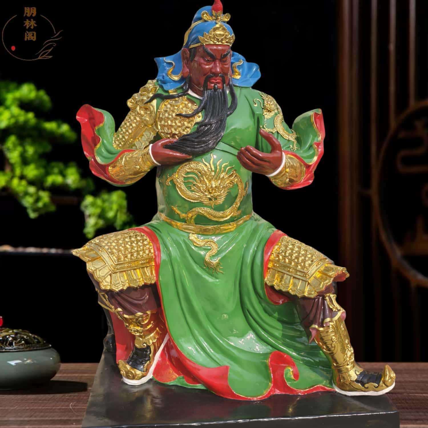 2米雕塑厂供奉武财神绿袍关公神像关圣帝君雕像珈蓝菩萨树脂佛