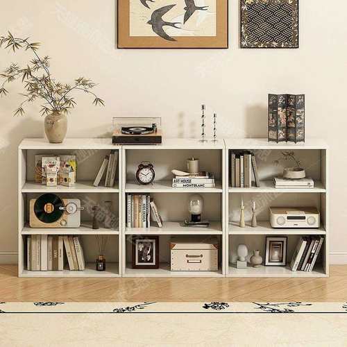 书架置物架落地家用中古风书柜柜子储物柜客厅靠墙矮柜电视柜