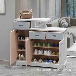 新款入户门玄关柜对开门隔断柜双面柜实木餐厅客厅三门隔断柜纯白