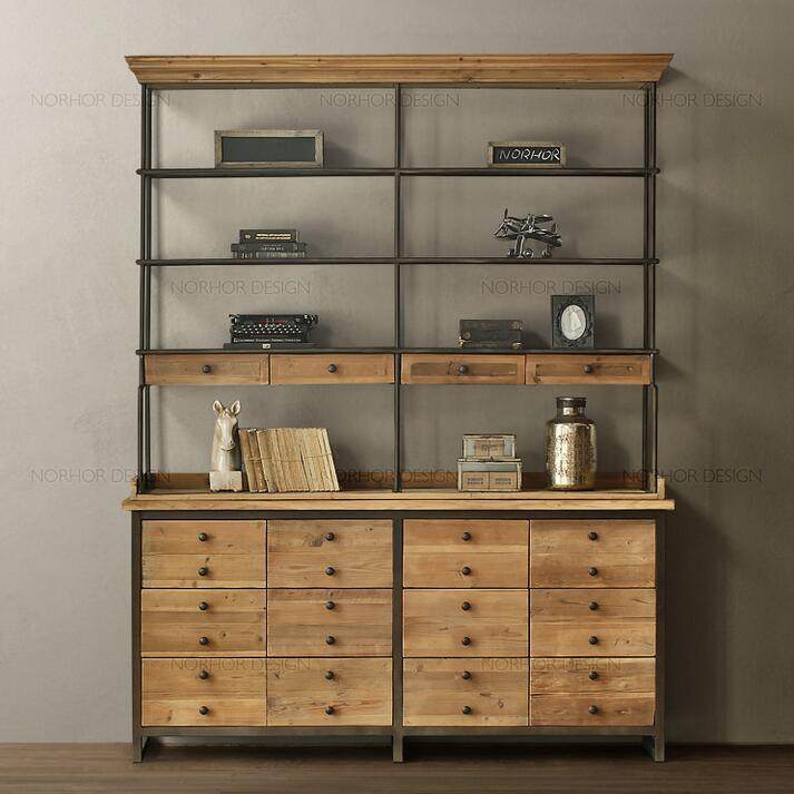 loft美式复古工业风酒店置物柜货架铁艺实木书架收纳展示柜陈列柜,3C数码配件,USB灯,淘宝优惠券,粉丝福利购,淘宝优惠卷