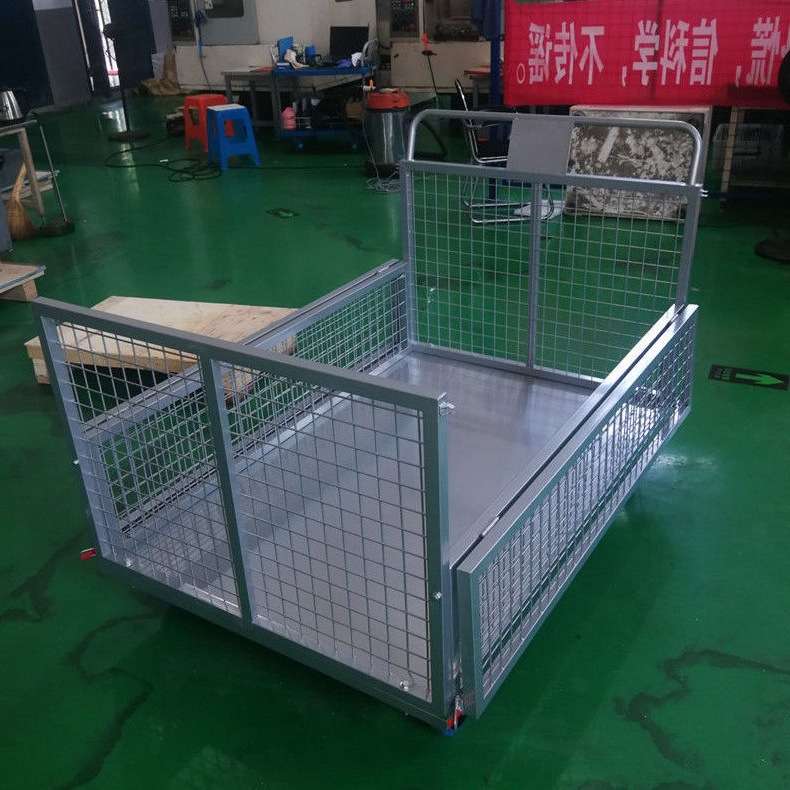 四轮平板车拉货静音货运车围网物流折叠网格仓库搬运车平板车推车
