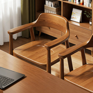 实木椅子北欧中古家用餐椅新款广岛椅休闲扶手靠背椅洽谈书桌椅子