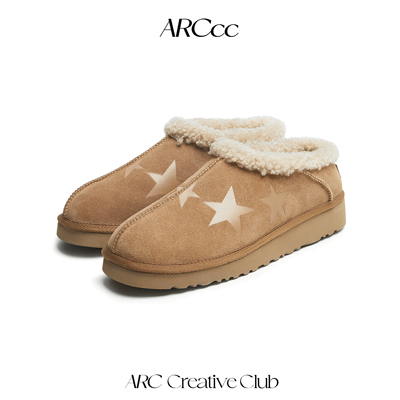 ARCcc WMNS S01 星星雪地靴穆勒鞋 真皮毛毛包头秋冬保暖拖鞋