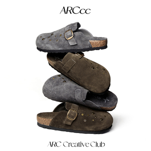 ARCcc Metal M03 原创铆钉金属牛反绒勃肯鞋包头半拖 春夏一脚蹬
