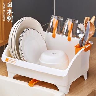 盘餐具水杯沥水置物架碗柜 日本进口碗筷收纳盒放碗碟架厨房家用装