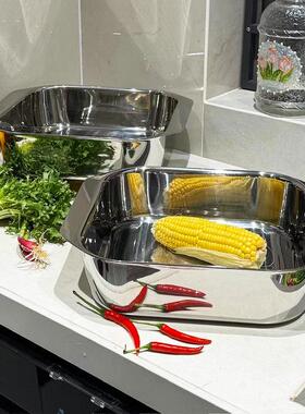 18-10不锈钢平底煎盘托盘备盘子海鲜干锅电磁炉火锅锅子水煮鱼盆