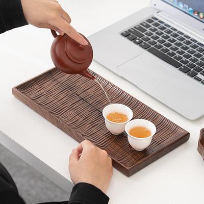 蕴华堂 黑胡桃实木托盘 长方形茶盘木质托盘家用花盘茶具托盘果盘