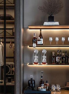 轻奢样板间酒柜组合摆件售楼处水吧创意酒具酒杯咖啡壶高级感搭配
